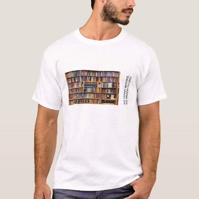Camiseta Tantos livros, tanto para fazer! Citação, Livros A (Frente)