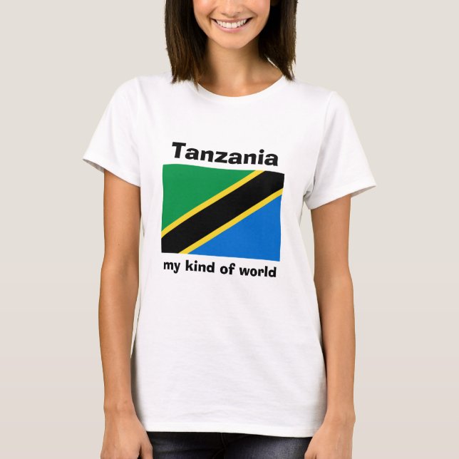 Camiseta Tanzânia Bandeira + Mapa + Texto (Frente)