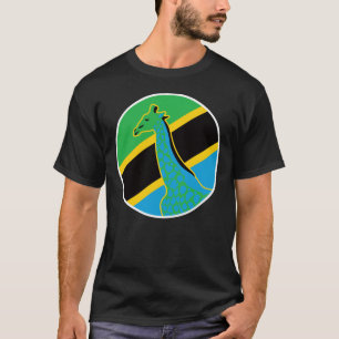 Camiseta Tanzânia Giraffe Tanzânia Bandeira Nacional Animal