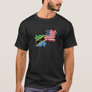 Camiseta Tanzânia Usa Love Roots Tanzânia American Flag