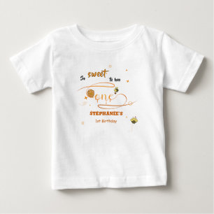 Camiseta Tão Doce Para Ser Uma Abelha Fofa 1º Aniversário