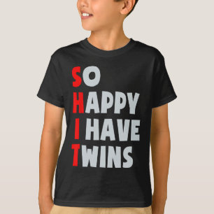 Camiseta Tão Feliz por Ter Gêmeos Fun Parent Gêmeo Mãe Pai