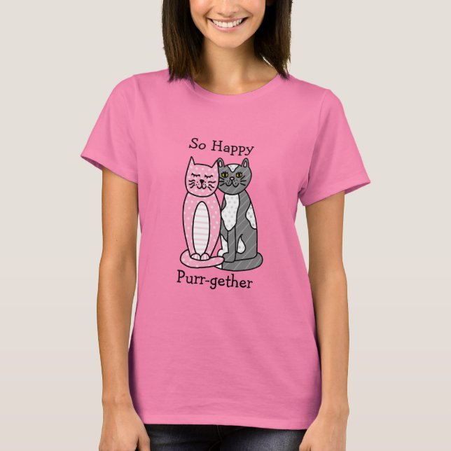 Camiseta Tão Feliz Purr-Gether | Armário de Gato (Frente)