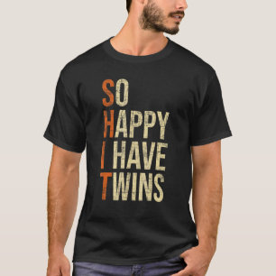 Camiseta Tão Feliz Que Eu Tenho Gêmeos Gêmeos Pai Mãe De T