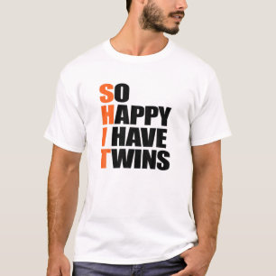 Camiseta Tão Feliz Que Tenho Gêmeos, Anunciando Gravidez Mã