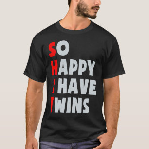 Camiseta Tão Feliz Que Tenho Gêmeos Engraçados Gêmeos Paren