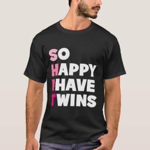Camiseta Tão Feliz Que Tenho Gêmeos Pais Engraçados Gêm