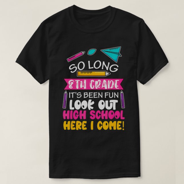Camiseta Tão Longo 8 anos do Segundo grau de Alô no Médio E (Frente do Design)