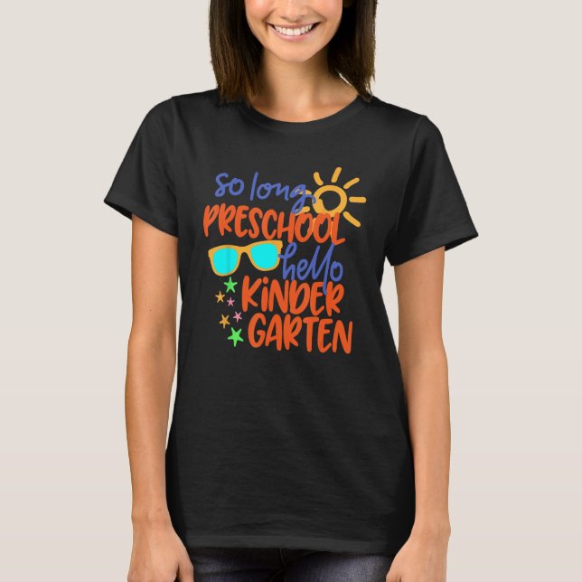 CAMISETA TÃO LONGO TREM DE PRESCHOOL HELLO KINDERGARTEN (Frente)
