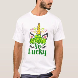 Camiseta Tão Sortuda Dia de São Patrício Unicorn Crianç