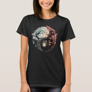 Camiseta Taoism Yin Yang Cherry Blossom em Taijitu Yin Yang