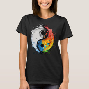 Camiseta Taoismo Colorido Yin Yang Splash em Zen Taijitu Yi