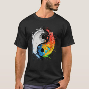 Camiseta Taoismo Colorido Yin Yang Splash em Zen Taijitu Yi