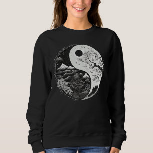 Camiseta Taoísmo Preto e Branco Símbolo Yin Yang na Naturez