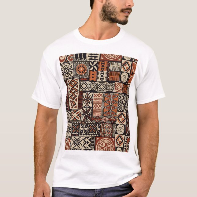 Camiseta Tapa Havaiana: Patchwork Tribal (Frente)