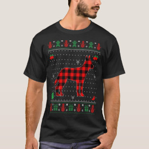 Camiseta Tapete de Cachorro Touro Australiano Xadrez Vermel