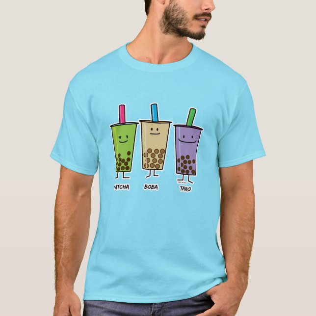 Camiseta Tapioca do Taro do leite da bebida do verde do chá (Frente)