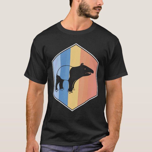 Camiseta Tapir Com Cores Retroativas Num Hexágono (Frente)