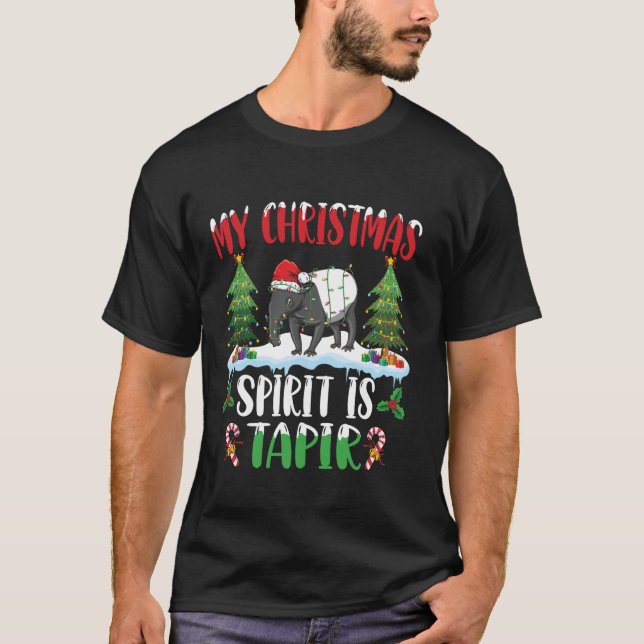 Camiseta Tapir Vestindo Papai Noel Xmas Espírito De Natal É (Frente)