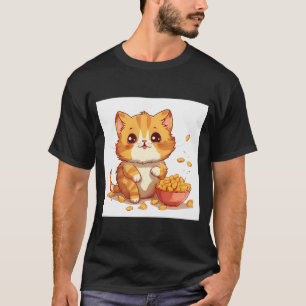 Camiseta Taquicardia laranja muito fofa tater gato numa tig