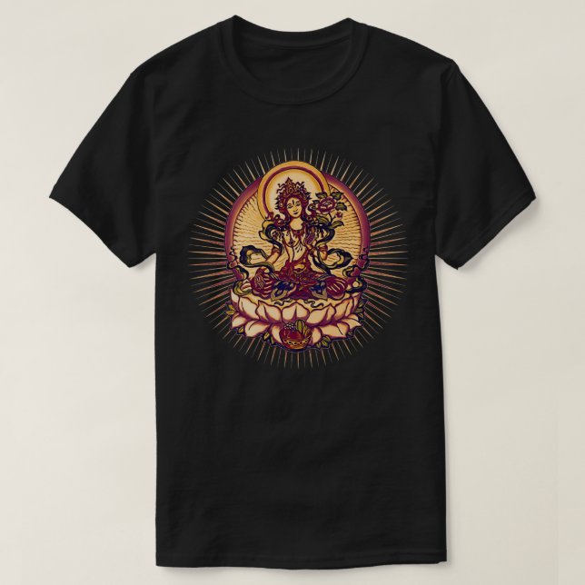 Camiseta Tara, Tibete Buddhismus Lotus Meditation Yoga Om S (Frente do Design)