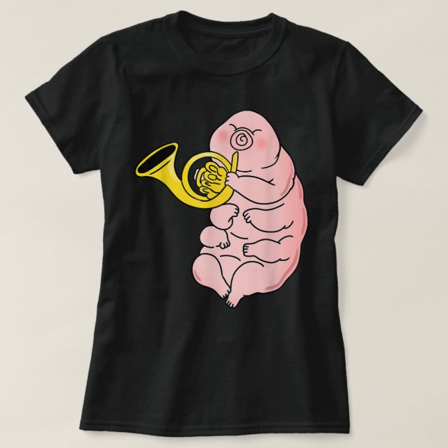 Camiseta Tardigrado Jogando Corno Francês2 (Frente do Design)