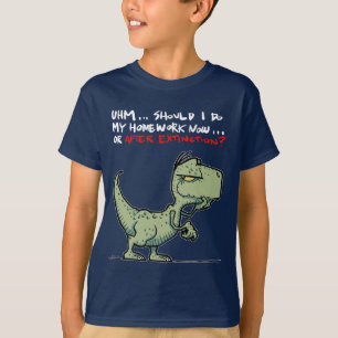 Camiseta Tarefa Após a Extinção Dinossauro Engraçado