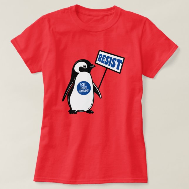 Camiseta Tarifa Engraçada De Pinguim De Memória Política (Frente do Design)