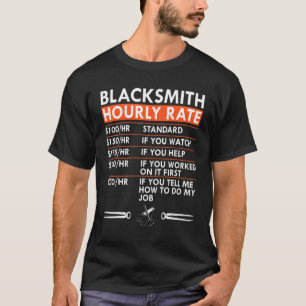 Camiseta Tarifa Horária do Blacksmith Taxas de Mão de Obra
