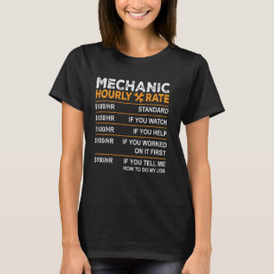 Camiseta Tarifa por hora de mecânico homens mulheres