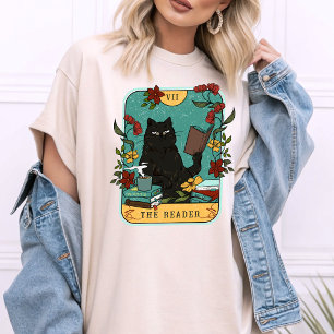 Camiseta Tarot Aestético Engraçado Cat O Leitor Booklover
