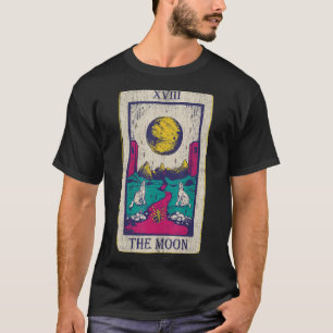 Camiseta Tarot Card A Lua Xviii Oculta A Lua Do Lobo Vintag