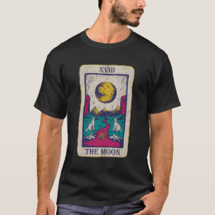 Camiseta Tarot Card A Lua Xviii Oculta A Lua Do Lobo Vintag