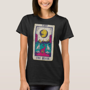 Camiseta Tarot Card A Lua Xviii Oculta A Lua Do Lobo Vintag
