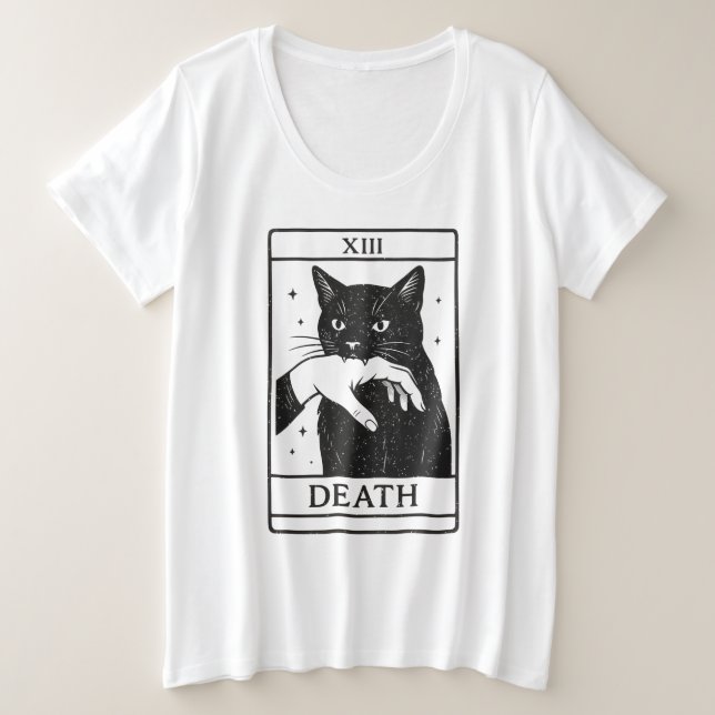 Camiseta Tarot Card Black Cat Shirt – Tarot Death Tee, Witc (Frente do Design)