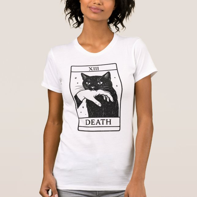 Camiseta Tarot Card Black Cat Shirt – Tarot Death Tee, Witc (Frente)