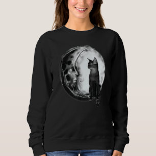 Camiseta Tarot Card Crescent Moon e Cat Halloween