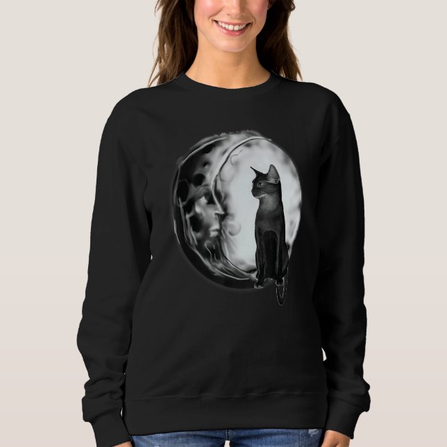 Camiseta Tarot Card Crescent Moon e Cat Halloween (Frente)