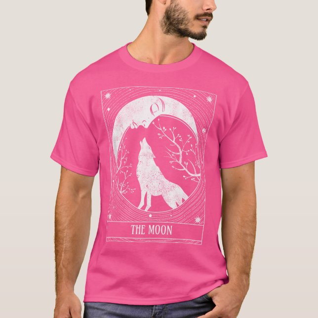 Camiseta Tarot Card Distante Crescent Moon E Wolf (Frente)