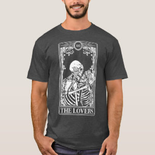 Camiseta Tarot Card Gothic Os Skeletons dos Amantes Casal d