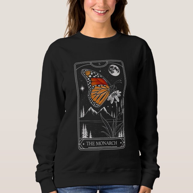 Camiseta Tarot Card Monarca Borboleta Flor Moon Women Gir (Frente)