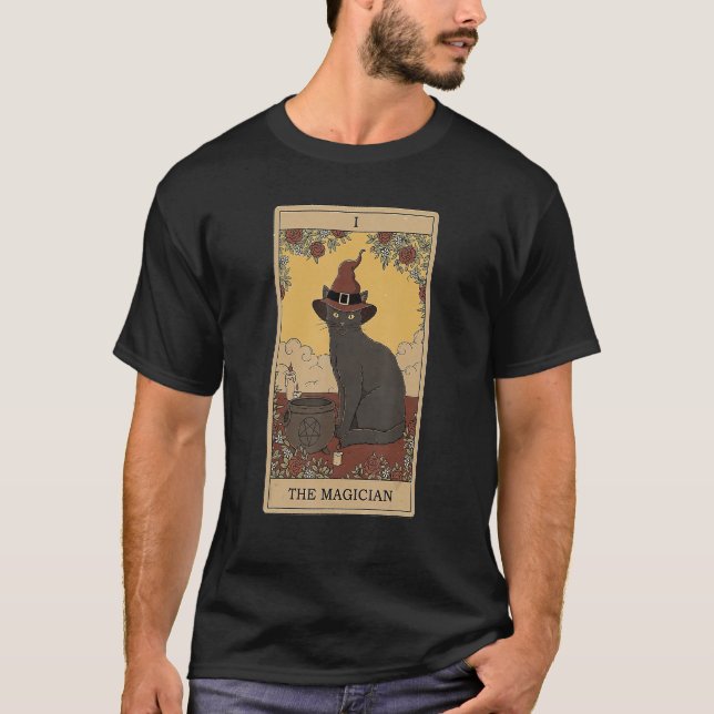 Camiseta Tarot Card O Gato De Gráfico Cósmico E Gato Gótico (Frente)