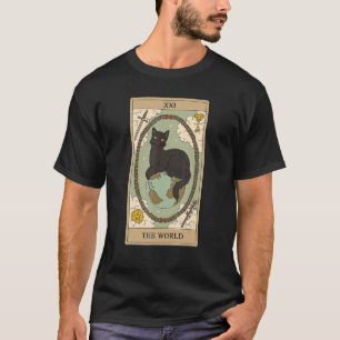 Camiseta Tarot Card O Mundo E Gatos Cósmicos De Gato