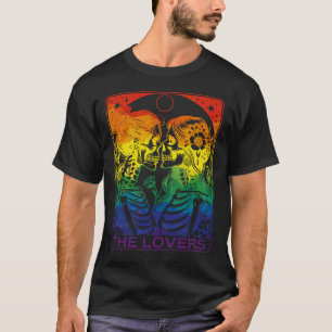 Camiseta Tarot Card Os Amantes Arco-Íris Beijando A Pele Lé