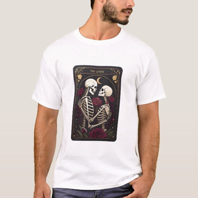 Camiseta Tarot Card The Lovers skeleton couples (Frente)