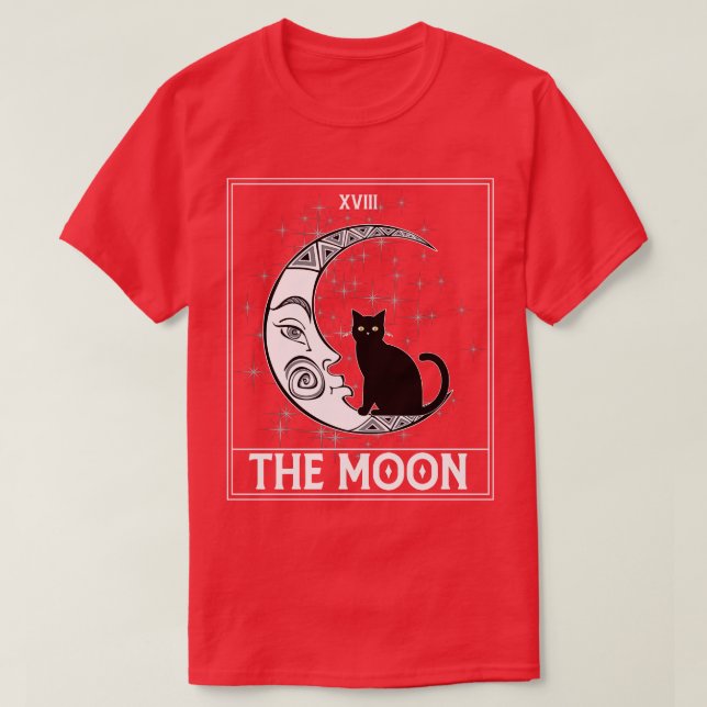 Camiseta Tarot d Crescent Moon e Black Cat Cosmic Graphic (Frente do Design)