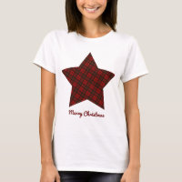 Tartan de Natal Vermelho - Estrela Feliz Texto de