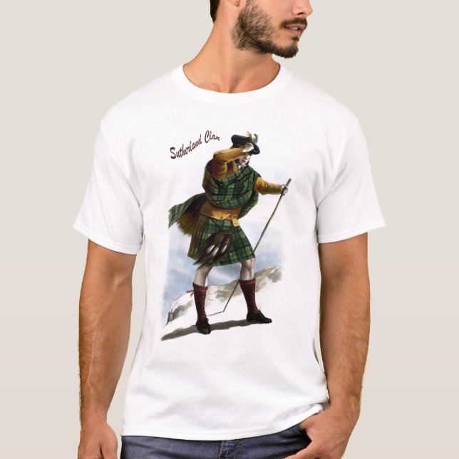 Camiseta Tartan do clã de Sutherland - família de (Frente)