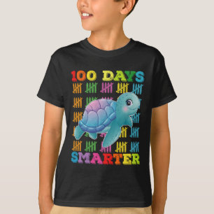 Camiseta Tartaruga 100 Dias Mais Inteligente 100º Dia de Es