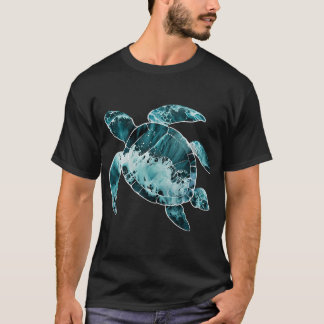 Camiseta Tartaruga Abstrata Com Azul-Ciano